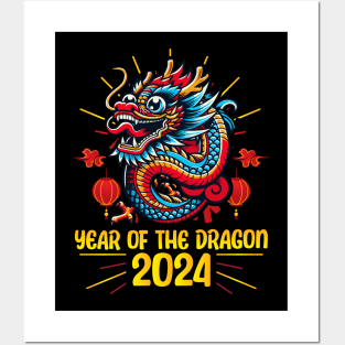 Majestic 2024 Dragon - Lunar New Year Celebration Design Posters and Art